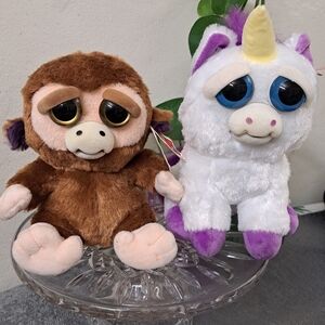 Feisty Pets Grandmaster Funk  & Glenda Glitterpoop Unicorn with labels.